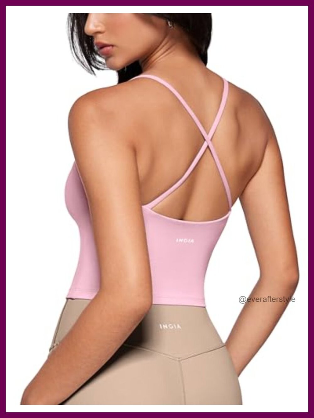 Low Scoop Neck Tank Top Built in Bra Cropped Yoga Gym